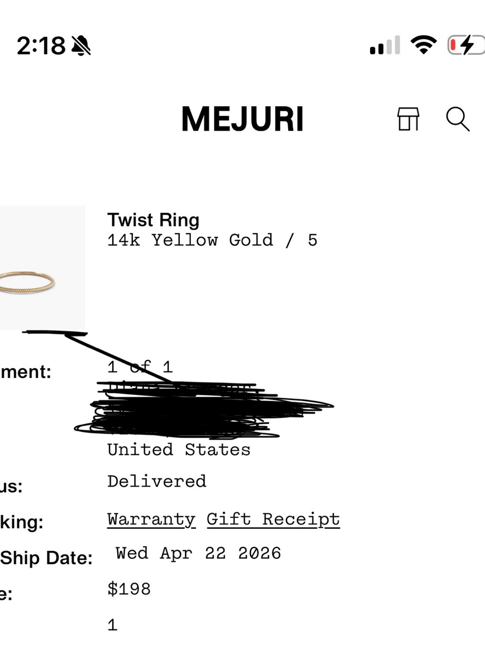 Mejuri 14K Gold Twist Ring - Picture 8 of 8